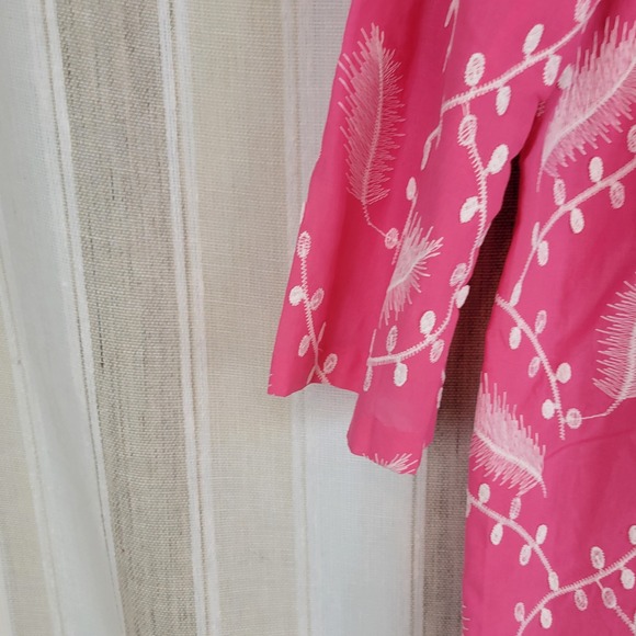 NEW Talbots Graceful Gardens Shift Dress Cotton Pastel Pink Size 12 Embroidered - Picture 3 of 12